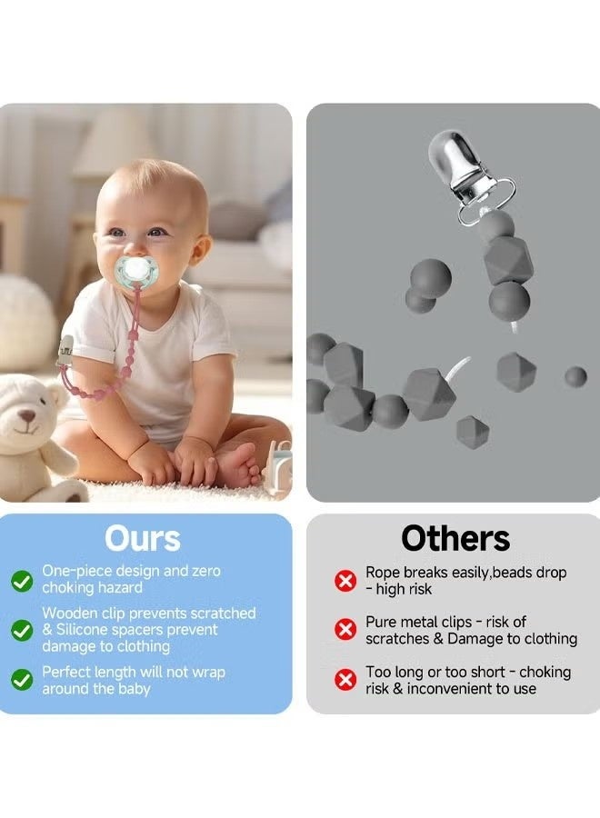 2 Pack Silicone Dummy Clip, Universal One Piece Easy-Clean Pacifier Clips Fits Most Pacifiers And Teething Toys, Baby Dummy Strap Clip For Newborn Baby Shower Boys Girls - Image 4